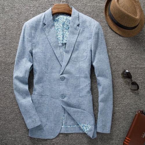 New Arrival spring Mens linen Suit Blazer High Qualtiy Fashion summer blazer slim fit two button Size M L XL XXL XXXL