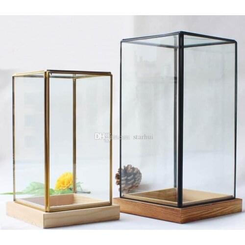 New Miniature Glass Terrarium Geometric Diamond Desktop Garden Planter For Indoor Gardening Home Decor Vases With Wooden Pedesta