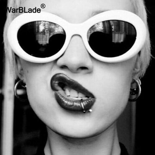 Wholesale 10PCS Women Glasses Vintage Men Kurt Cobain Sunglasses Female Oval Sun Glasses Black White Eyewear UV400