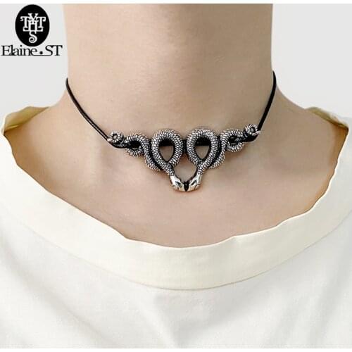 Snake Choker Necklaces For Women Snake Leather Wrap Necklace Gothic Alloy Trendy Female Birthday Jewelry Bijoux Gift wholesale