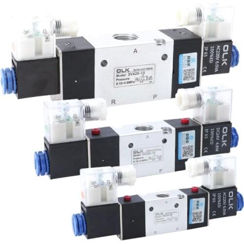 1PCS 3V220-08 3V320-10 3V420-15 Pneumatic Air Solenoid Valve 3/2 Way AC220V DC24V DC12V AC110V AC24V Normally Closed Valves