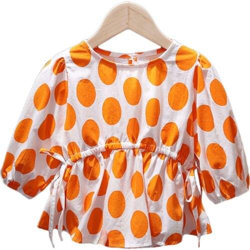 Toddler Girls Long Sleeve Shirt Baby Kids Fashion Dots Clothing Infant Children 2021 Spring Tops O-neck Blouse Elastic Clothes