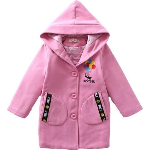 Girls Wool Coat Kids Clothes Winter Coats And Jackets Children Clothes Woolen Blends Cashmere Hooded Warm Girls Clothes 3 C