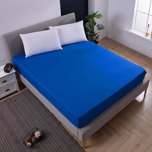 Blue Fit Sheet Mattress Protector Bed Sheet with Elastic Band Cover Mattress Protection Sanding Breathable Fitted Sheet 180x200
