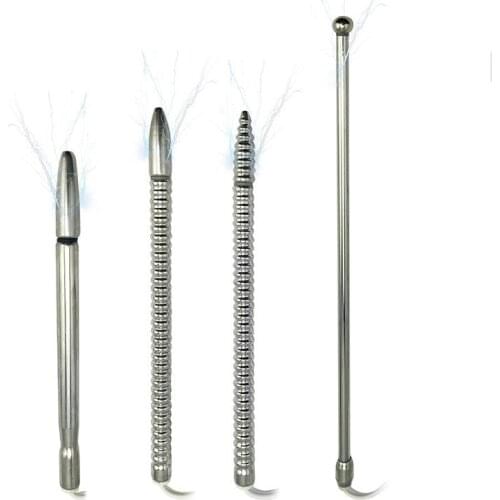 Bi-polar electro shock therapy device stainless steel urethral catheter sound penis plug metal electrical stimulation sex toy