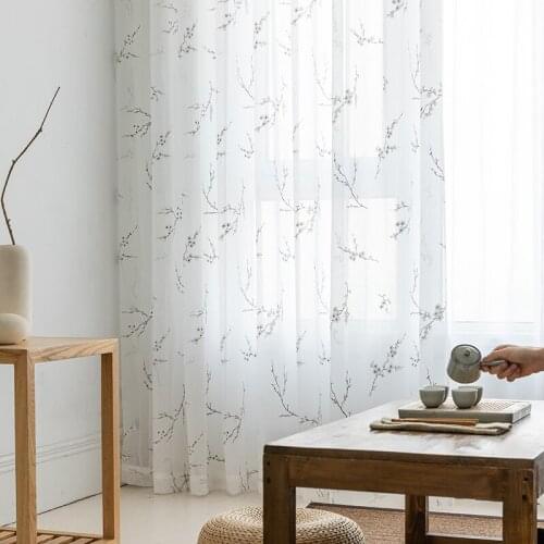 Chicity Japanese Style White Tulle Curtain for Living room Burnt-out Voile Curtain for Kitchen Custom Size