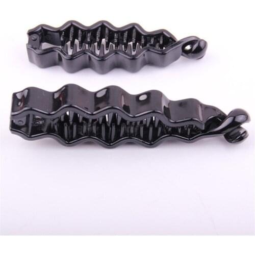 2 PIECES/LOT Banana Hairpin For Women ABS Plastic Hair Clips Solid Black Wave Banana Hair Clip Hair Accessories For Lady