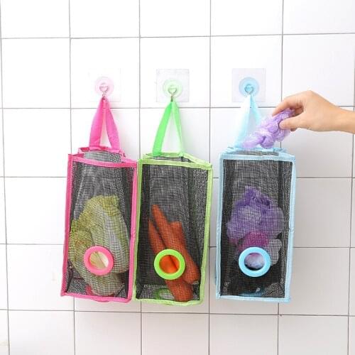 1pc Breathable Mesh Kitchen Garbage Bag Storage Hanging Bag Folding Organizer Storage Bag
