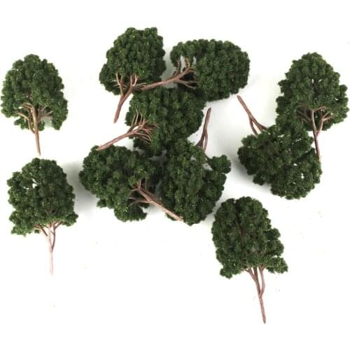 10pcs Street Train Model Trees Scenery 1/100 Scale Dark Green