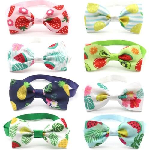 100pcs Pet Dog Grooming Accessories Summer Fruit Patterns Dog Bow Ties Puppy Cat Dog Bowties Collar