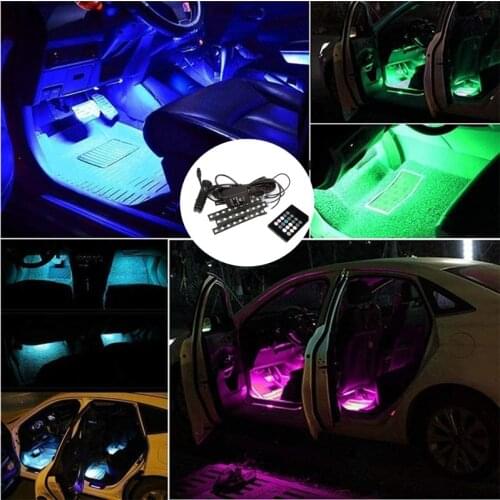 12V Car Interior Light Atmosphere Lamp Bluetooth-compatible APP Control Neon LED Strip Foot Wireless Dynamic Ambient Strip Light