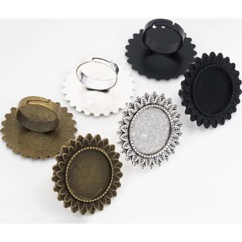 20mm 5pcs 3 Colors Plated Brass Adjustable Ring Settings Blank/Base,Fit 20mm Glass Cabochons,Buttons;Ring Bezels