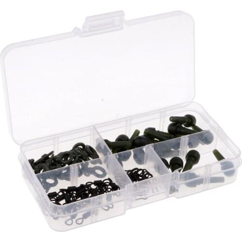 80Pcs Fishing Rolling Barrel Swivel Carp Run Ring Rig Stop Quick Change Clip Fishing Rolling Barrel Swivel for Fishing