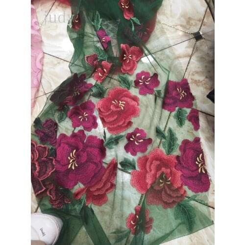 African fabric XDJY09#Red large - flowered African cloth web embroidery fashionable fabric used for wedding parties and dinners