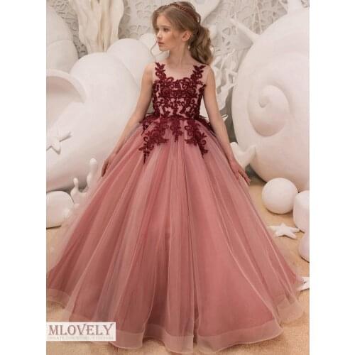 Girly Salmon Ball Gown Kids Pageant Dress Prom Dresses for Girls Aged 2 4 5 6 7 8 9 10 11 12 Years