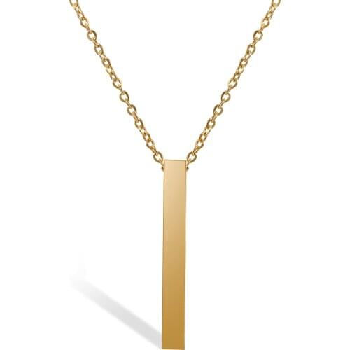 BONISKISS Lovers' Gold Stainless Steel Necklace Jewelry Silver Color 2020 Fashion Suspension Pendant Simple Necklaces Engrave