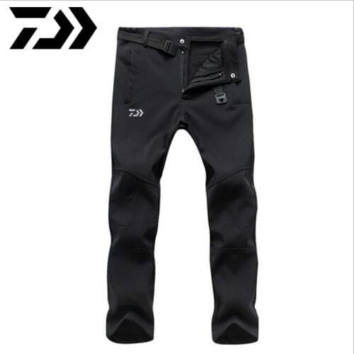 Daiwa Camping Hiking Pants Winter Men Outdoor Sport Trousers Waterproof Fleece Fishing Pants Trekking Mountain Climbing