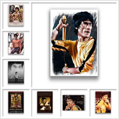 Bruce Lee Wall Stickers White Coated Paper Prints Home Decoration Livingroom Bedroom Bar Home