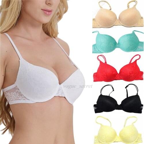 Vogue Secret Women Brand Bra Sexy Underwire Padded Push Up Embroidery Lace Bra Brassiere Plunge BH Lingerie Big Size Bralette