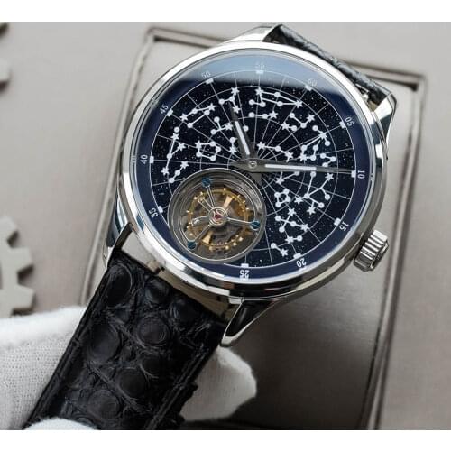 Sugess Luminous Starry sky Tourbillon Mechanical Sapphire Mens Watches Luminous Dial Luxury Brand Tourbillon Watch Men Business