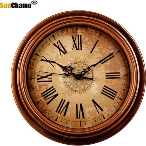 12-inch Silent Non-Ticking Round Wall Clock,Decorative Vintage Style Roman Numeral Clock,Home Kitchen/Living Room/Bedroom