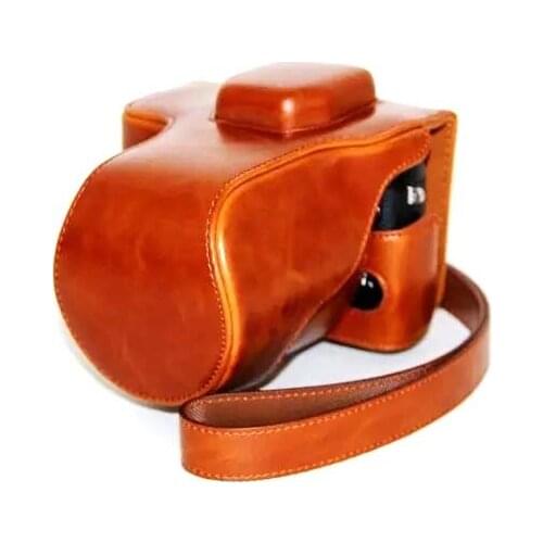 Camera bag case PU Hard leather Protective Cover Pouch For FujiFilm Fuji XT1 X-T1 With Shoulder Strap Brown Color