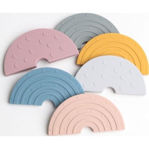 Baby Silicone Bead Teether Rainbow Shape Newborn Molar Soother Infant Nursing Teething Chewing Toy Shower Gifts