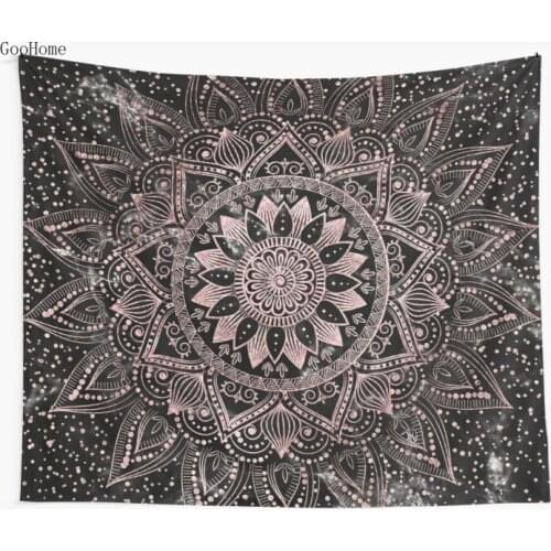 Elegant rose gold mandala dots and marble artwork Wall Tapestry Cover Beach Towel Throw Blanket Picnic Yoga Mat Home Decoration