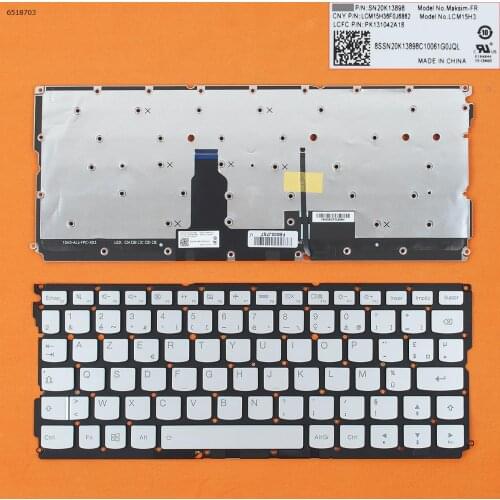 FR French AZERTY New Replacement Keyboard for Lenovo IdeaPad Yoga 900S-12ISK Laptop Silver with Backlit NO Frame