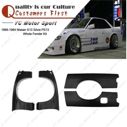 FRP Fiber Glass Fender Kit 4pcs Fit For 1989-1994 S13 Silvia PS13 RB V1 Style +50mm Front +80mm Rear Over Fender Flare