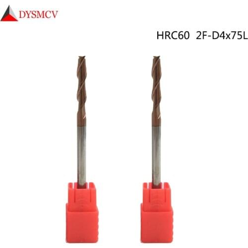 5pcs discount End Mills 4mm HRC60 2F-D4x75L Solid Carbide Spiral Straight Shank Flat EndMills CNC Lathe Milling Cutter Tools