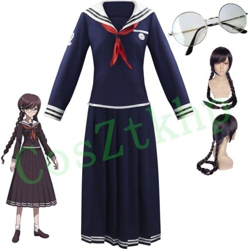 Anime Danganronpa Dangan-Ronpa 2 Toko Fukawa Cosplay Costume School Uniform Costume With Wig Glasses