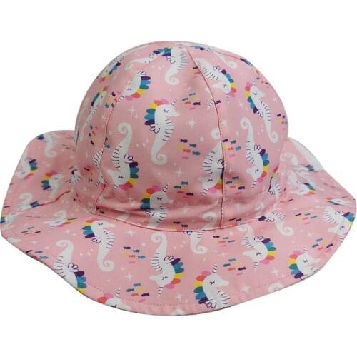 Summer Hat Girl Sun Beach Bucket Hat Pink Wide Brim With String UV protection Holiday Outdoor Accessory For Baby Toddlers Spring