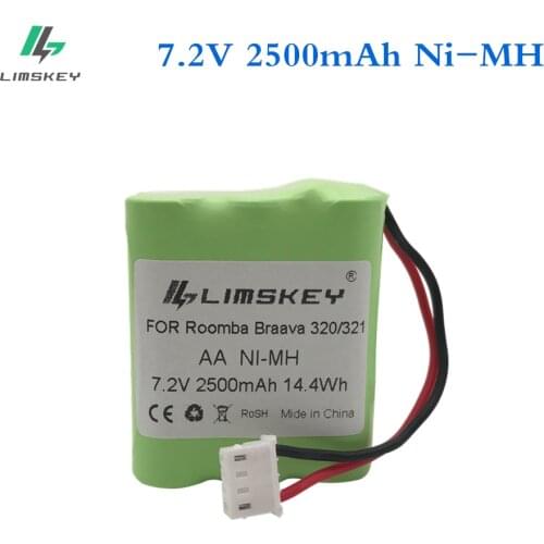 Limskey 7.2V Ni-MH Battery 2500mAh For iRobot Braava 320 321 For Mint 4200 4205 Floor Cleaner Robot 4408927 7.2 Volt