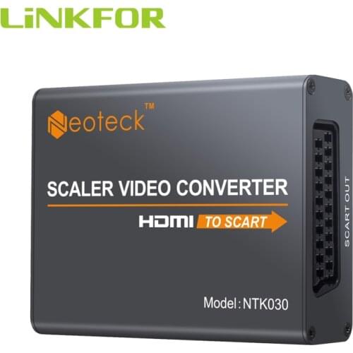 LiNKFOR Aluminum HDMI to SCART Converter 1080P Composite HD Video Stereo Audio Adapter HDMI Input SCART Output Adapter for TV