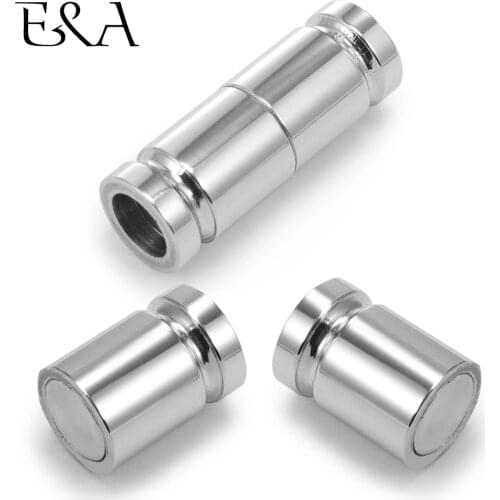 Stainless Steel Magnetic Clasp Column Hole 5mm Leather Cord Clasps Magnet Buckle DIY Bracelet Supplies Jewelry Making Components