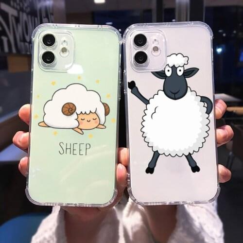 Sheep cute cartoon Phone Case Transparent for iPhone Samsung A S 11 12 6 7 8 9 30 Pro X Max XR Plus lite