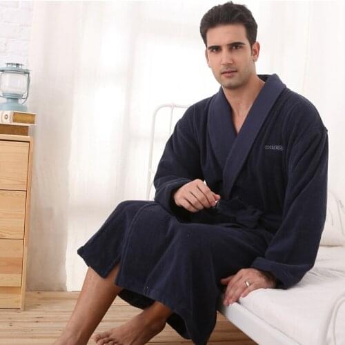 Men bathrobe cotton XL winter blanket towel fleece long nightgown wedding robes nightdress ladies thicken soft warm autumn