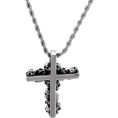 Jesus Cross Titanium Steel Mens Light Pendant Stainless Steel Skeleton Cross Religious Pendant
