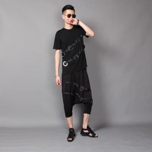 2018 The new summer Korean version of the slim iron ring with short sleeves and seven-minute trousers suit