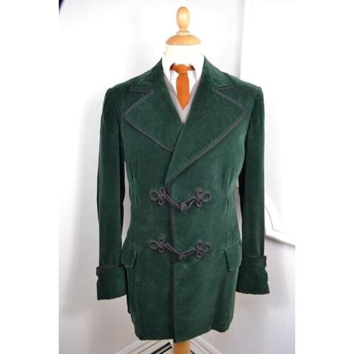 2017 Latest Coat Pant Design Green Velvet Men Suit Smoking Jacket Slim Fit Tuxedo Custom Blazer Groom Prom Suits Terno Masculino