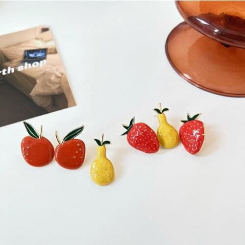 ZDMXJL New Korean Fruit Shape Sweet Red Strawberry Women Earring Simple Cute Pandora 925 Original Ear Stud Jewelry Accessories