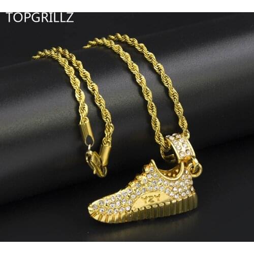 TOPGRILLZ Crime Golden Tone Pendants Necklace Hip-Hop Running Beside The Jordan With Letters Sports Pendant Necklaces