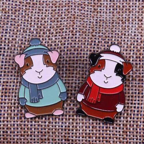 A pair of snowman brooches Christmas pin red scarf gloves badges cute winter jewelry couple girlfriend boyfriend love accessory