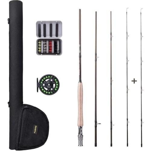 PLUSINNO Lightweight Ultra Portable Fly Fishing Rod Reel Graphite Pole Toray Carbon Fiber Blanks Chromed Stainless Steel Snake