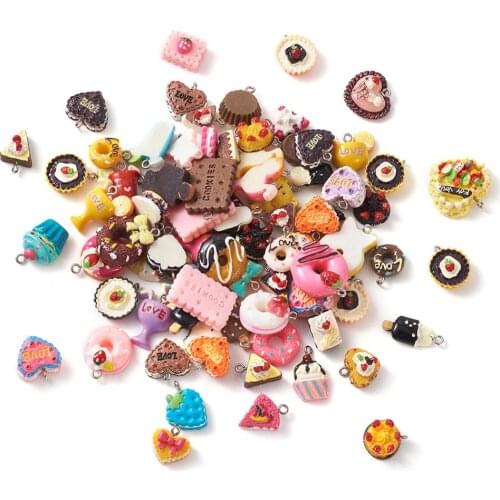 1Bag Resin Imitation Food Pendants for Bracelet Necklace DIY jewelry making Decor Accessories Mix Shapes Color