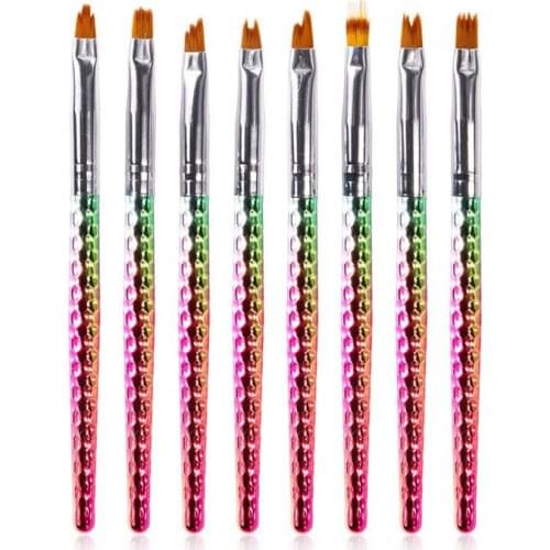 Wholesale Professional 50sets 8 style Mermaid Honeycomb Handle Nail Art Color change Gradient French Flower Drawing Painting Pen