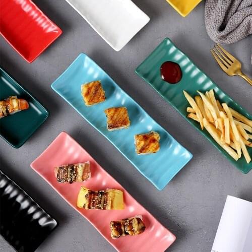 Rectangular sushi plate cake plate dim sum plate Japanese type thorn body long plate sushi plate
