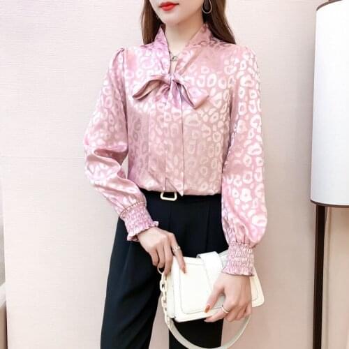 Spring Autumn Chiffon Shirt Women Korean Pullovers Shirt Bowknot Decor Princess Long Sleeve Oversize Blouse Female Oversize 5XL
