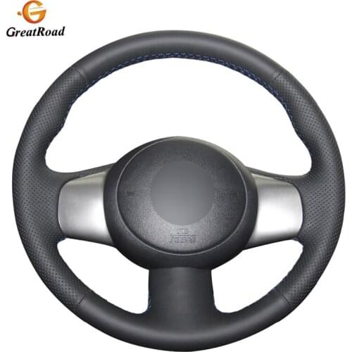 Hand-stitched Black Genuine leather Car Steering Wheel Covers for Nissan March 2010-2015 Sunny 2011-2013 Versa 2012-2014